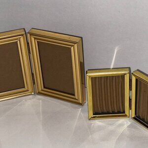 Vintage Folding Picture Frame Set of 2 Gold